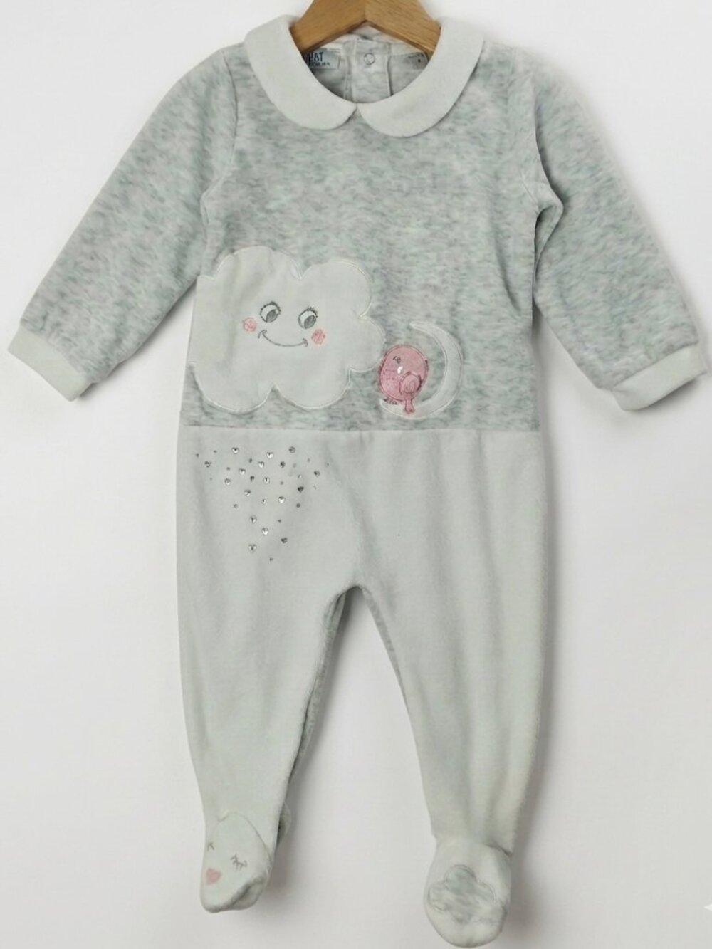 Melby Plush Cloud & Bird Footed Romper / Sleeper - Size 9 Months